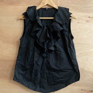 Hugo Boss Black Sleeveless Top with Ruffled Neckline